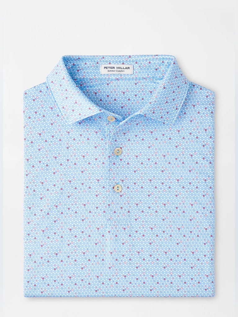 Peter Millar Costanzo Geo Performance Polo Cottage Blue Xl Nwt